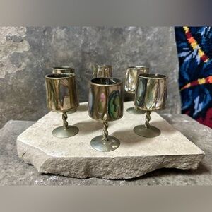 Vintage Abalone Goblet Shot Glasses
